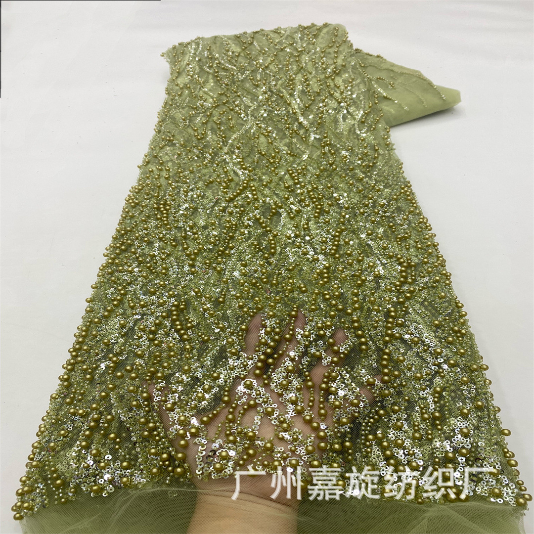 Wedding Dress Embroidered Fabric Bubble Beads Striped Sequin Bead Tube Fabric French Bead tube fabrics