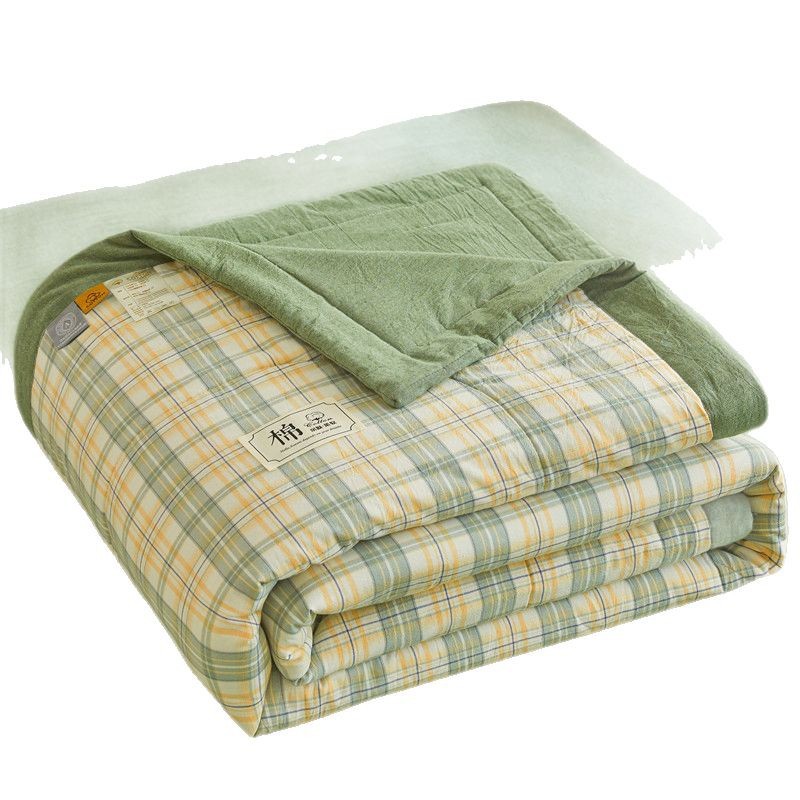 Picture of Class A Maternal and Infant Grade Xinjiang Cotton Summer Quilt Non-printed Wind-washed Cotton Summer Cool Quilt Plaid Air-conditioning Quilt Summer Thin Quilt