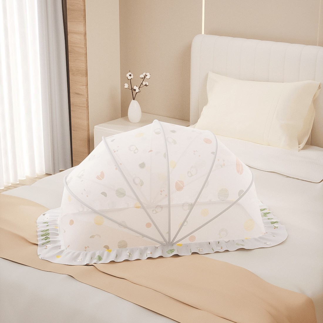 Picture of Baby Mosquito Net, Full-Cover Yurt for Babies, Foldable Universal Crib Mosquito Net for Infants and Toddlers, Light-Blocking