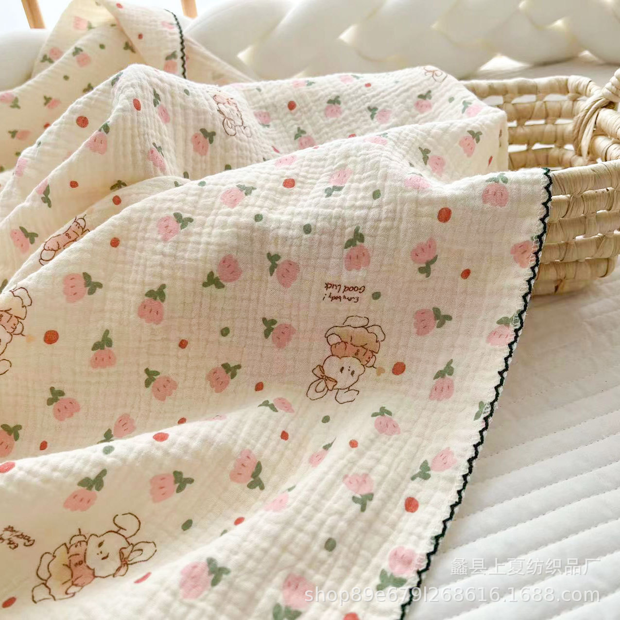 Picture of Baby's 2-layer Summer Thin Cotton Candy Quilt Baby's Air-conditioning Quilt Gauze Soft Summer Blanket Children's Towel Quilt