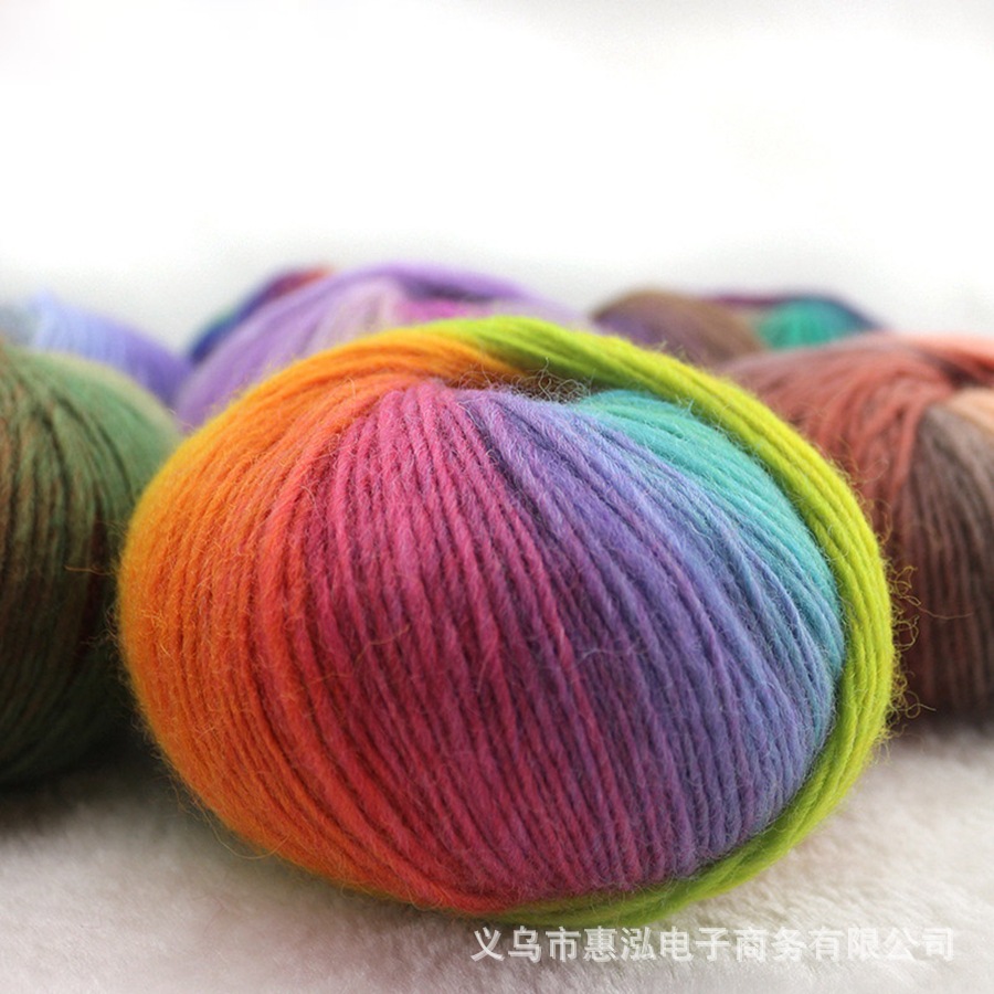 50g/ball 100% wool yarn for knitting dyed rainbow soft crochet yarn DIY hat circumference