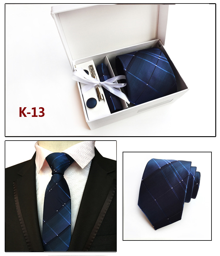 Picture of Manufacturers wholesale men's tie in stock gift box 6 pieces suit group tie business formal tie