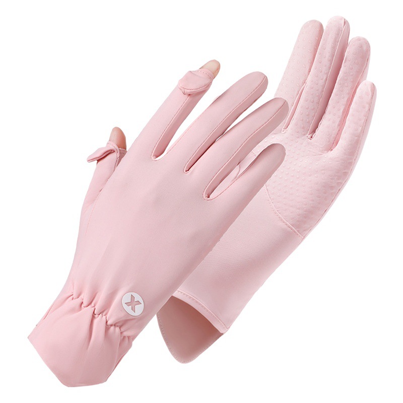 2025 New Ice Silk Sunscreen Gloves Women's Summer Sports Fitness Anti-UV Ice Flip Riding Non-Slip Gloves