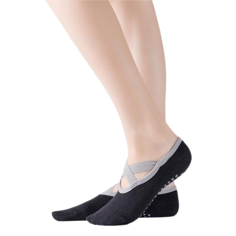 Cross-border new yoga socks combed cotton ballet cross lace indoor floor socks Korean fashion dispensing sports socks