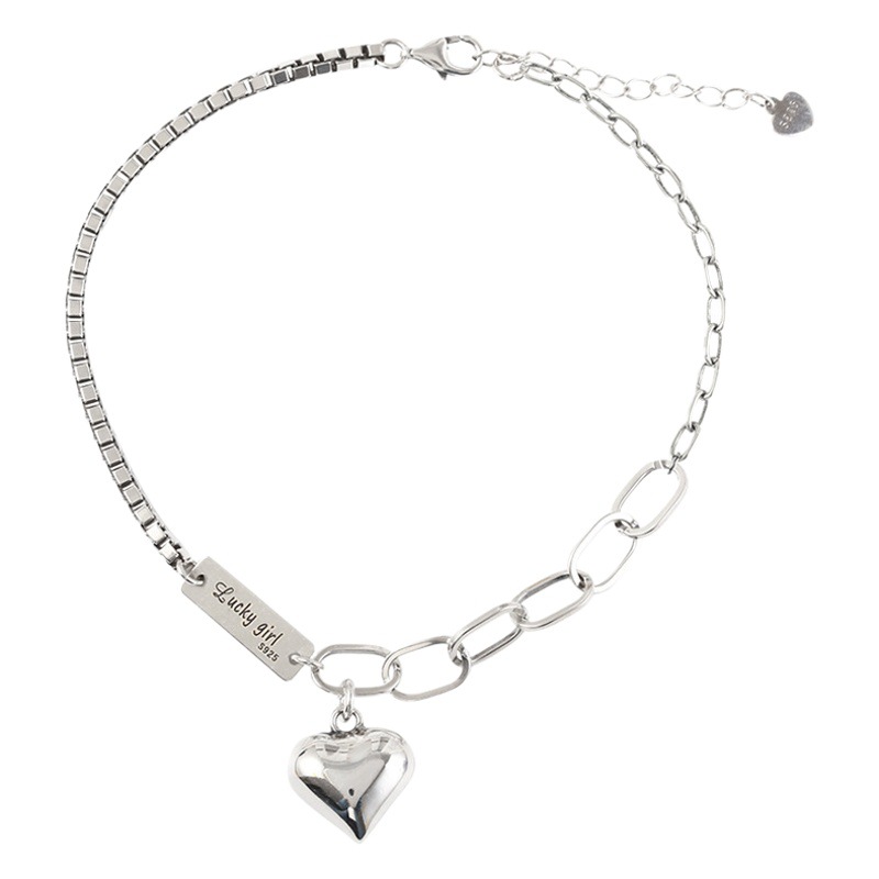 Love Extended Anklet for Women Korean Style Fashionable and Cute Heart-Shaped Pendant Student Ankle Chain Birthday Gift