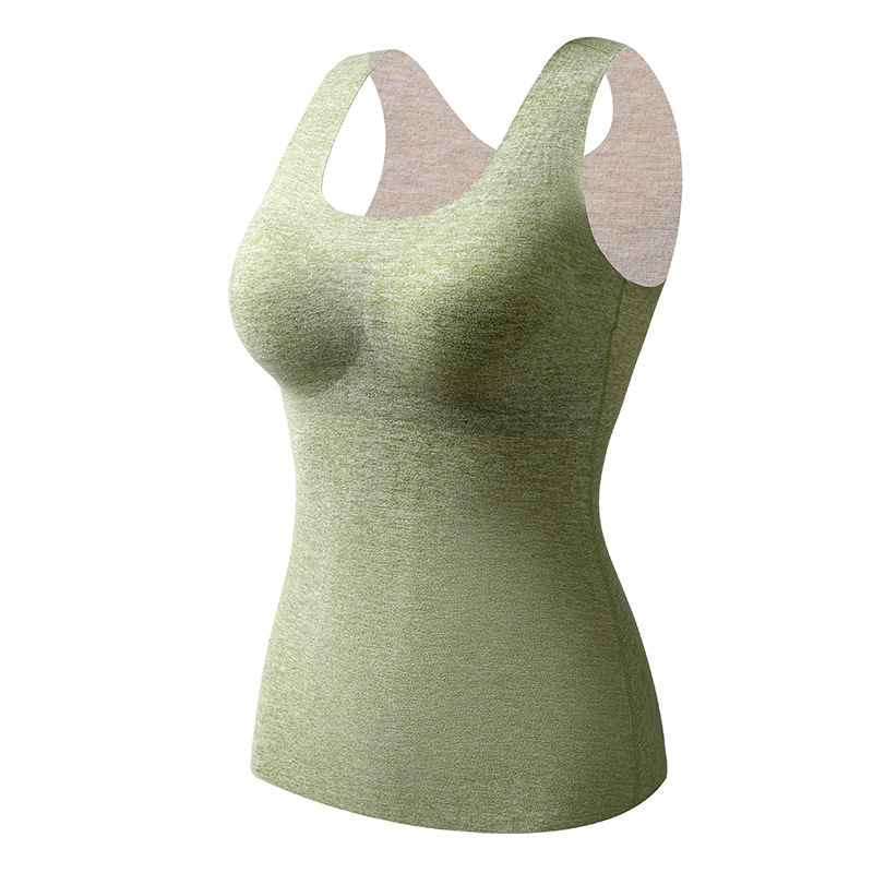 Picture of Velvet Thermal Underwear Vest Seamless Thermal Top fleece-lined Slim-fit Inner Wearing Outer Wearing Fixed Chest Pad Cashmere Silk