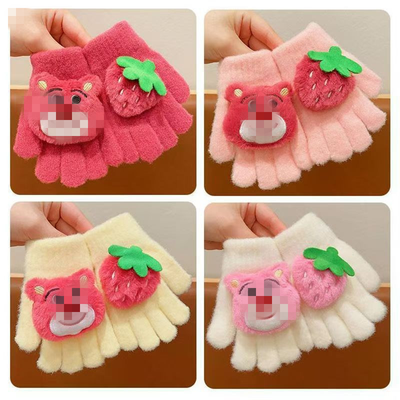 New children's gloves winter gloves warm five-finger cartoon gloves baby fleece-lined thickened student wholesale gloves
