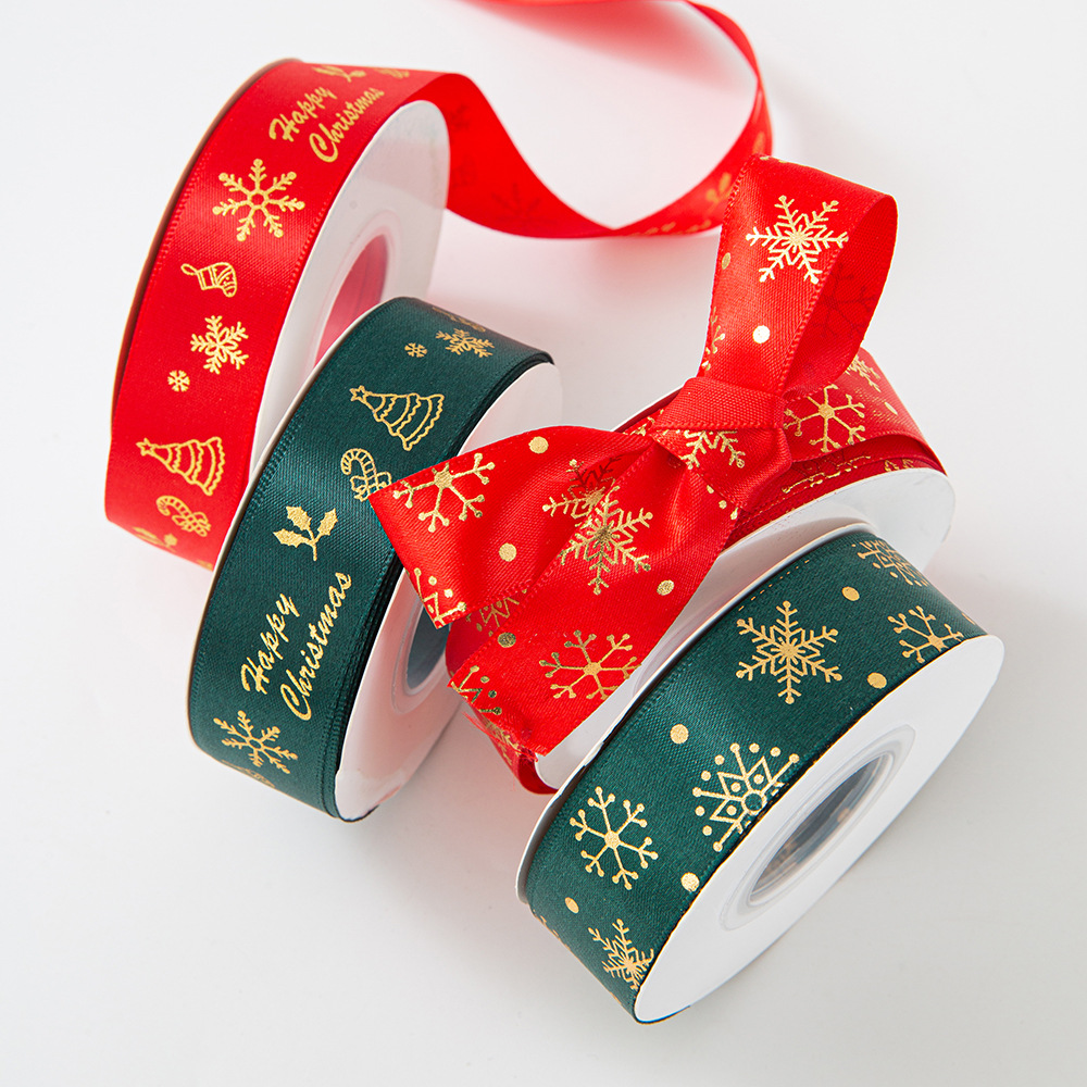 Christmas Ribbon Strap Ribbon 2.5CM Bow DIY bouquet gift baking packaging ribbon holiday home