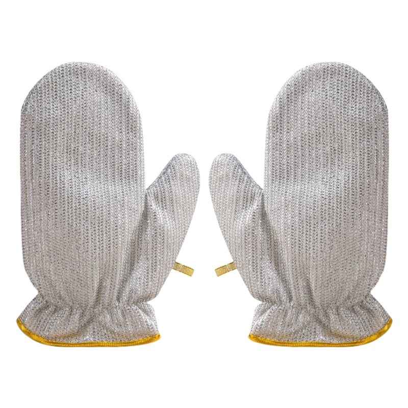 Kitchen Steel Wire Bowl Washing Gloves Household Cleaning Silver Wire Bowl Washing Gloves Heat Insulation Anti-scalding Waterproof Gloves for Bowl Washing
