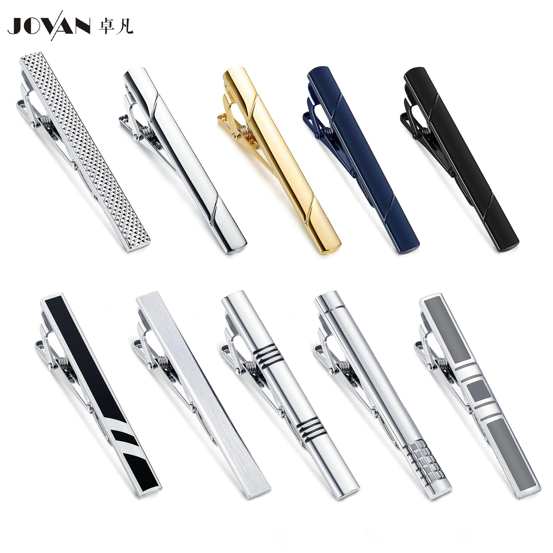 Picture of Tie clip men's silver gold copper stainless steel logo Amazon Business wedding JOVAN