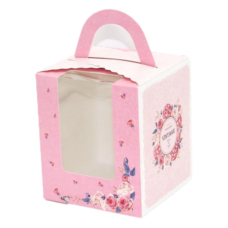 Food packaging single portable window paper cup cake box Mu Si Wood Bran pudding bottle baking box Ma Fen box
