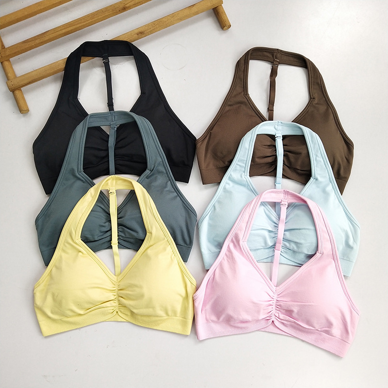 Fitness Vest Adjustable High Strength Yoga T-Back Bra Shockproof Neck-Hanging Beauty Back Sports Underwear Quick-Dry