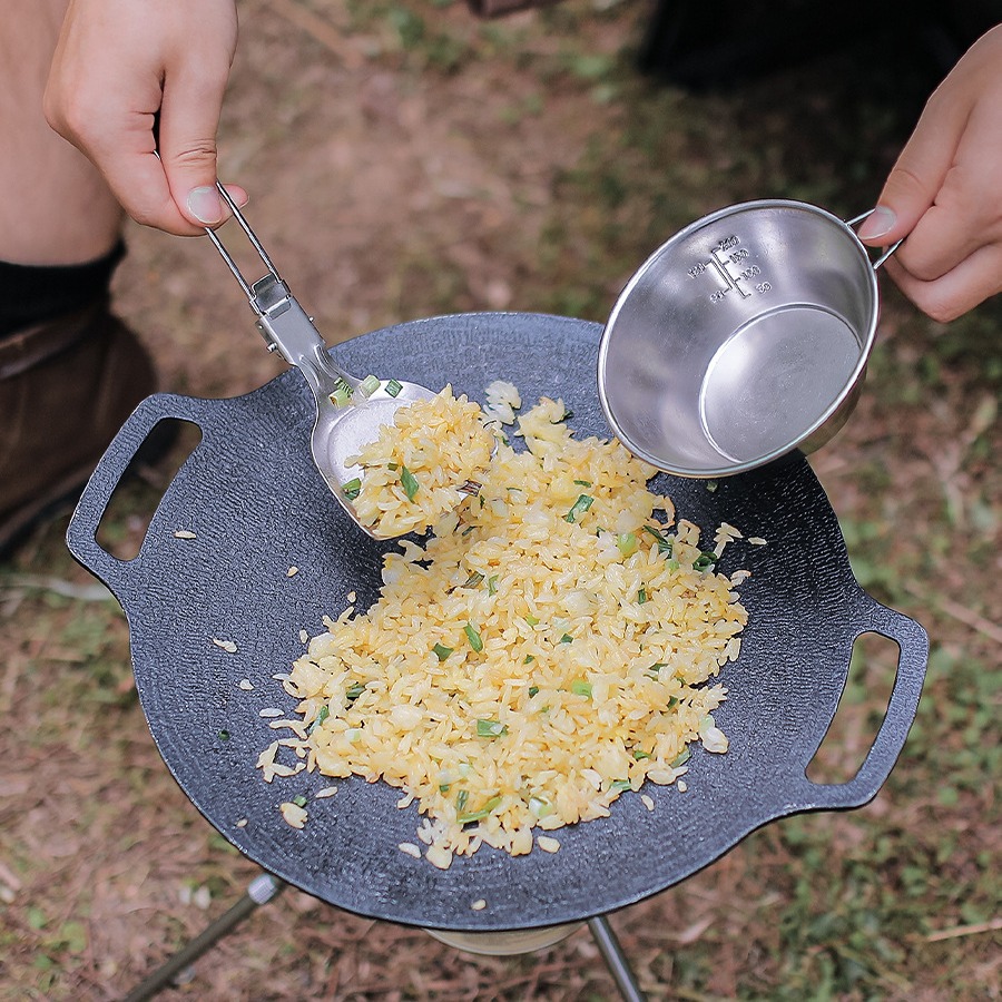 Picture of Outdoor 304 stainless steel tableware suit portable foldable frying shovel camping travel multi-functional tableware kitchenware
