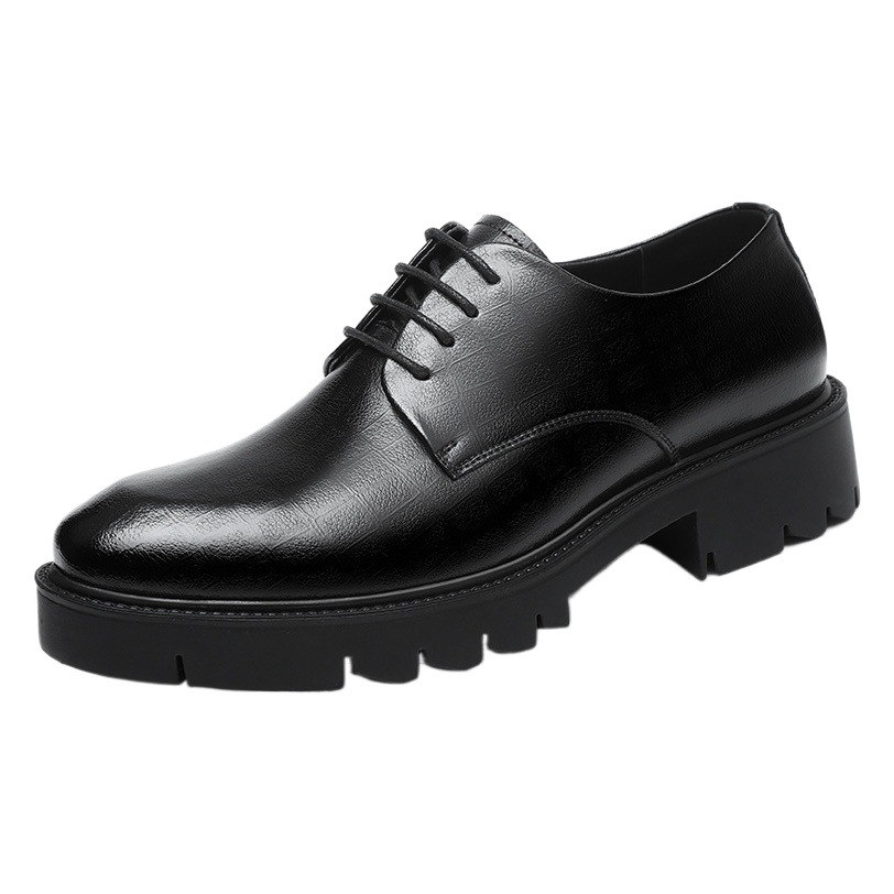 Leather shoes men's thick-soled low-side business dress lace-up 10CM groom wedding shoes with suit shoes a generation of hair