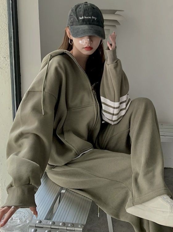 Sportswear suit women's spring and autumn student Korean style loose sweater fashion running casual two-piece suit