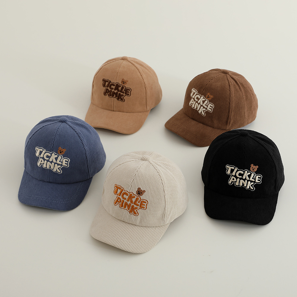 Children's Cap Korean Spring and Autumn Corduroy Windproof Baseball Cap for Boys and Girls Warm Winter Hat for Middle and Big Children