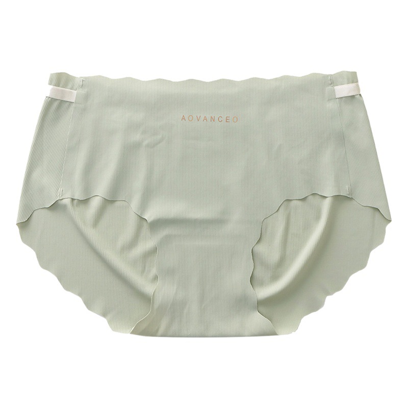 Summer Naked Peach Ice Silk Traceless One-piece Women's Underwear Pure Cotton Antibacterial Gage Breathable Comfortable Hip Lifting Mid-waist