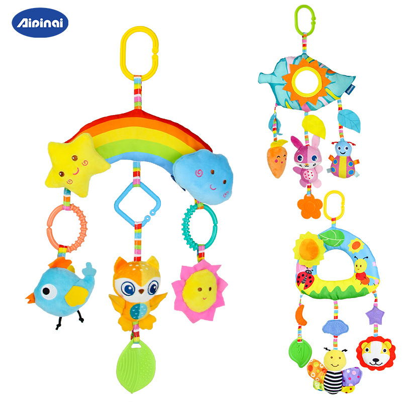 Picture of Aipinqi New Rainbow Car Hanging Toy Crib Bell Soothing Plush Toy Baby Rattle Manufacturer Ready Stock