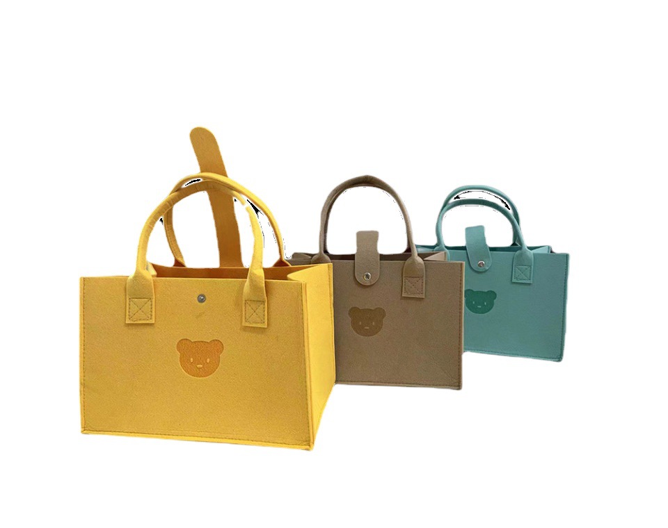Picture of Cute bear felt handbag new simple all-match Fashion handbag open shoulder bag printable LOGO