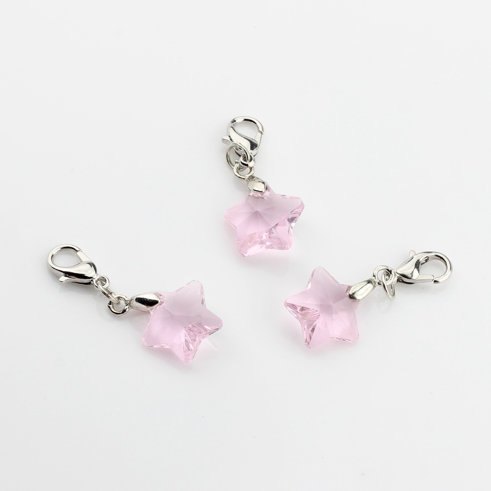 Picture of Crystal bead five-pointed star hanging lobster clasp pendant handmade children's student pencil star Small pendant ornaments