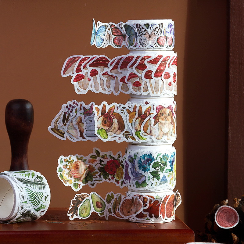 Message Tape Autumn Twilight Senge Series Special-Shaped Collage Retro Handbook DIY Decorative Material Stickers 9 Styles