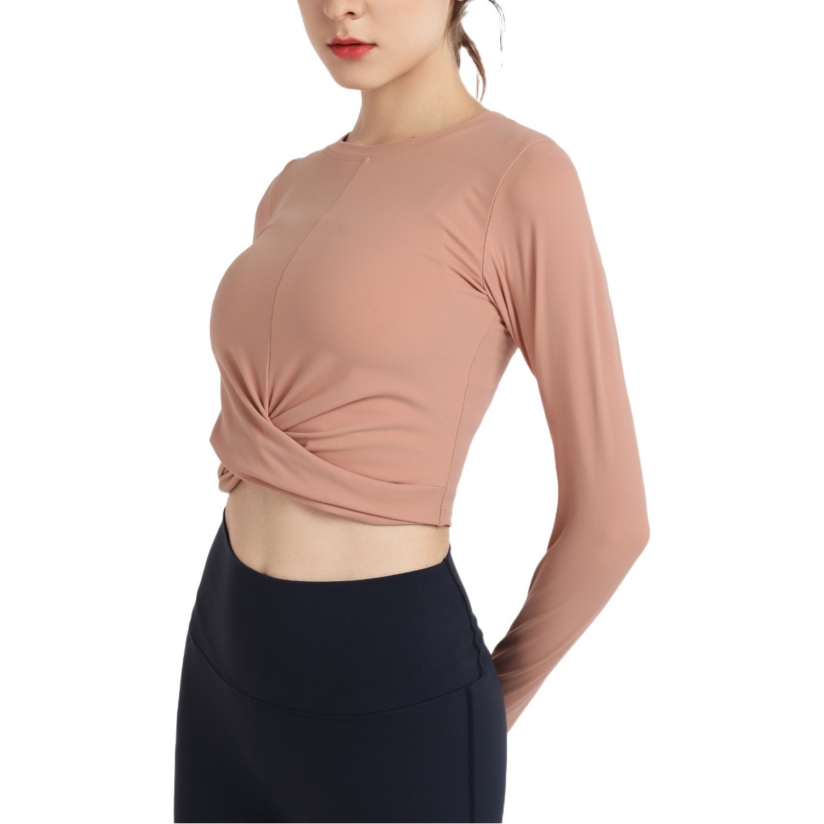 European and American Yoga Clothing Sports T-shirt Women's Autumn Short Long-sleeved Crop Top Quick-drying Running Casual Tight Fitness Clothes
