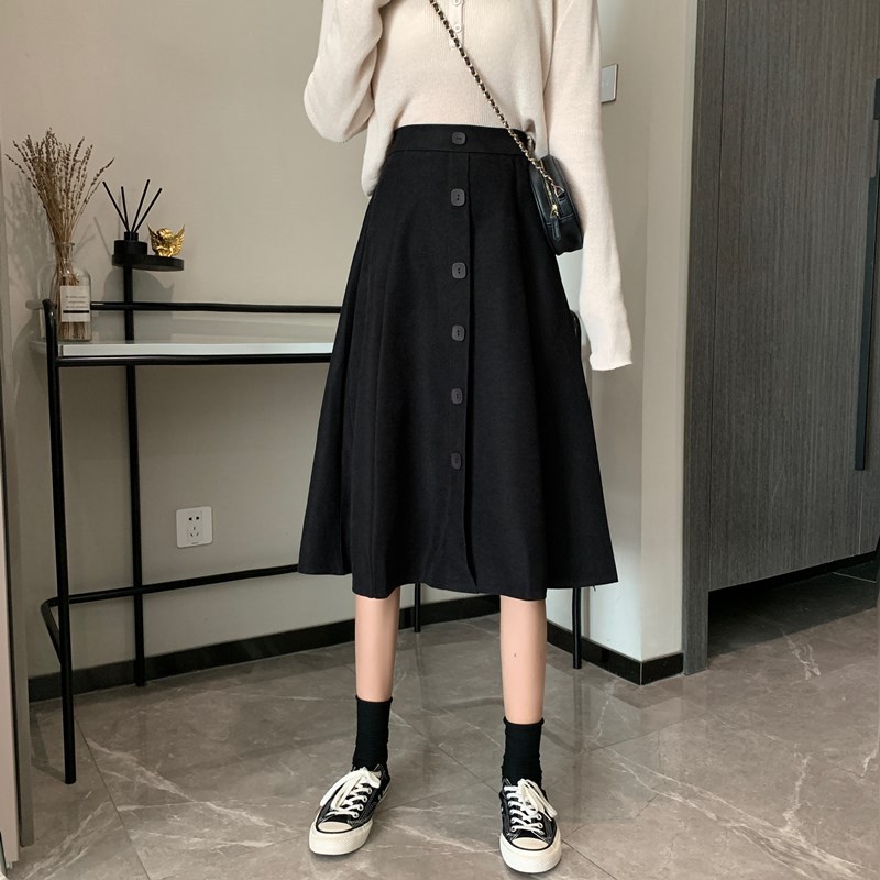 Women's Skirt for Spring and Autumn 2024 New Arrival Small High Waist A- shaped Mid-length Design Sense Large Swing Skirt Slim Umbrella Skirt