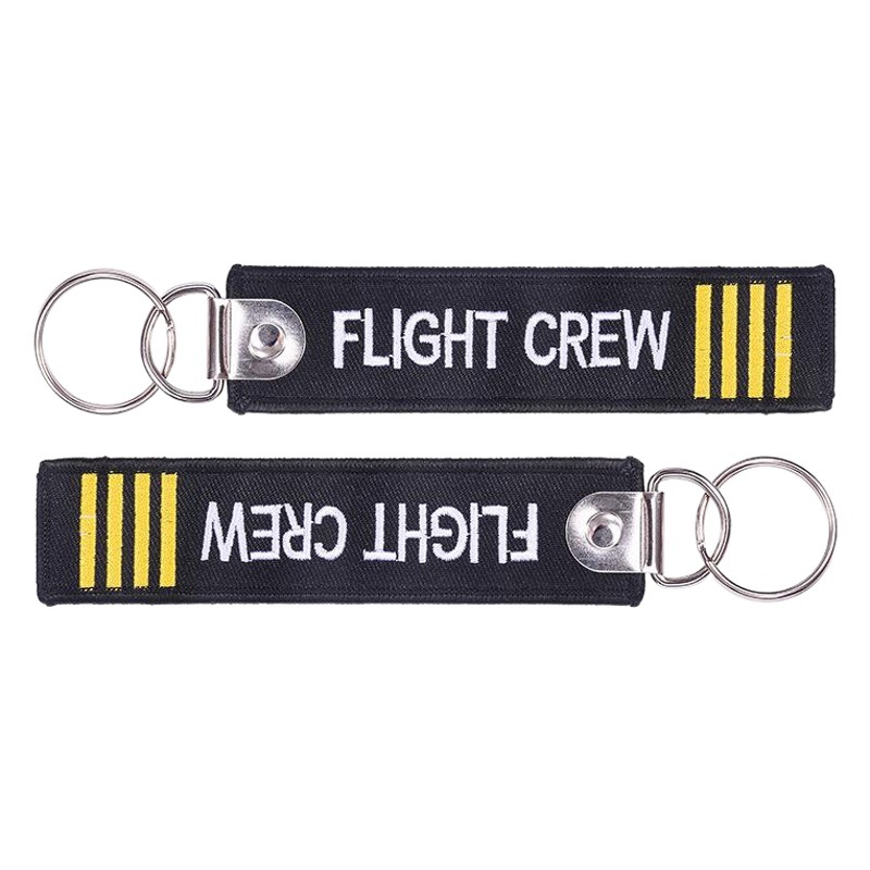 Ebay Explosions Aviation Commemorative Gift Double Buckle Flight Crew Embroidered Keychain Lanyard Embroidered Key