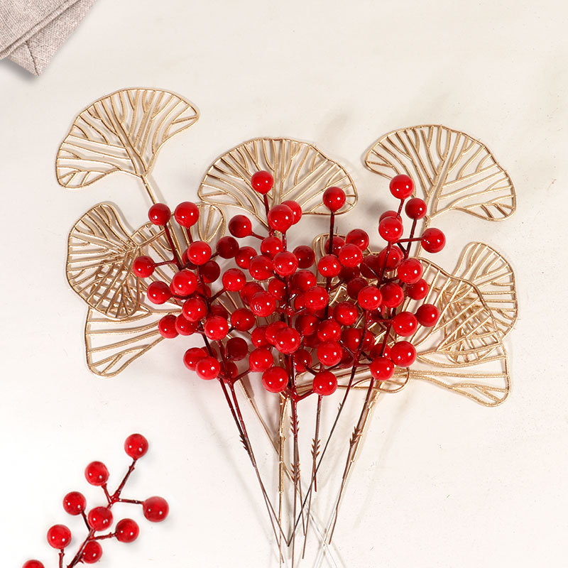 Picture of Simulated Fortune Fruit, Holly Fruit, Red Fruit, Auspicious Red Berries, Wedding Home Christmas Decoration, Cross-Border Wholesale Wedding