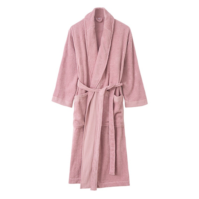 Japanese Style Cotton Autumn and Winter Thickened Extra Large Towel Fabric Bathrobe Bathrobe Home Clothes Soft Absorbent Skin Friendly for Men and Women