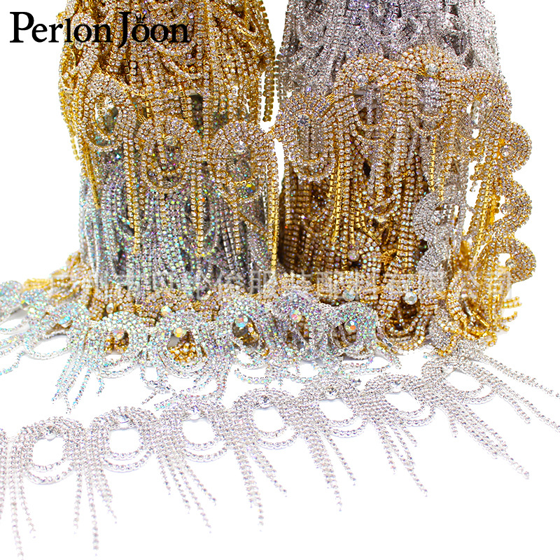New clothing accessories circle gold and silver AB tassel welding code chain wedding dress DIY rhinestone decoration diamond chain
