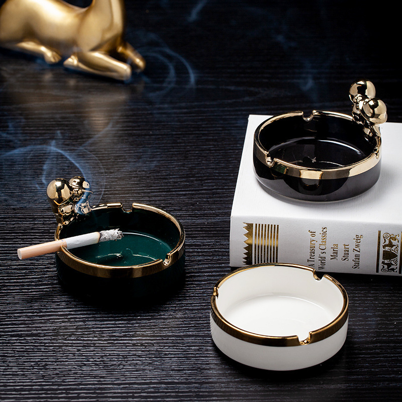 Ceramic Ashtray for Home Use, Cute, High-End, Light Luxury, Simple, Hotel Business Style, Simple Ashtray, Creative Ashtray