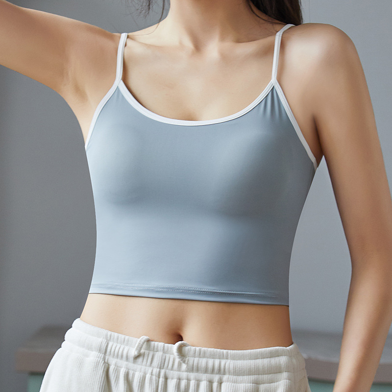 Summer Ins Style Ice Silk Seamless Small Suspender Bra Wrapped Chest Without Steel Ring Fixed Cup All-In-One Vest Women's Bra