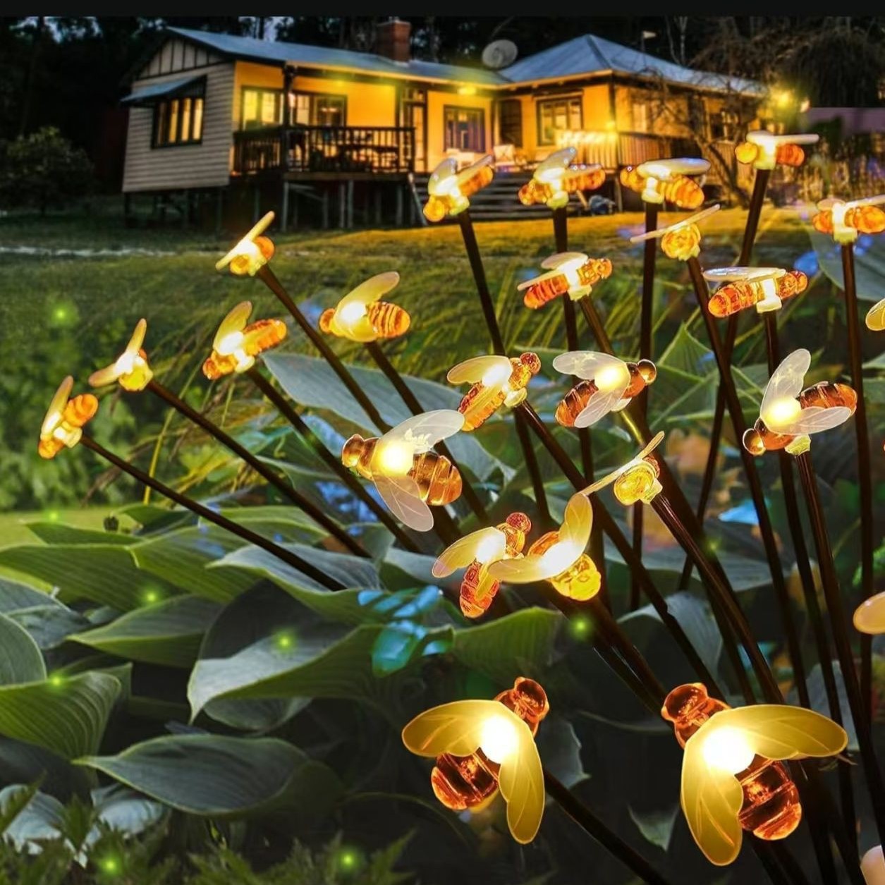 Cross border new solar bee lamp waterproof outdoor garden lamp lawn courtyard atmosphere layout firefly lamp