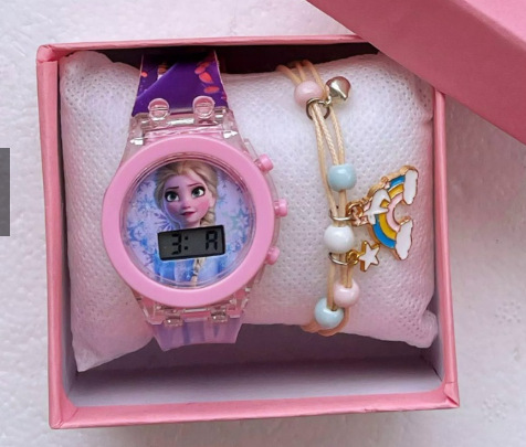 Picture of A06976-1 luminous watch unicorn luminous silicone electronic watch with bracelet 2 pcs/set box
