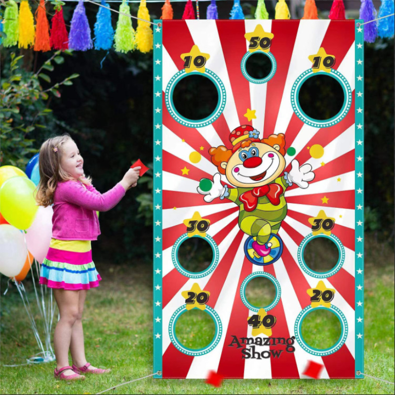 Cross-border new Carnival circus magic show sandbag flag clown game scoring flag design printing