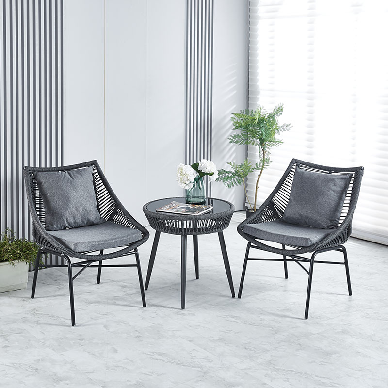 Manufacturer Wholesale Courtyard Garden Leisure Sun Protection Rattan Chair Three-Piece Set Outdoor Table and Chair Internet Celebrity Balcony Rattan Chair Three-Piece Set