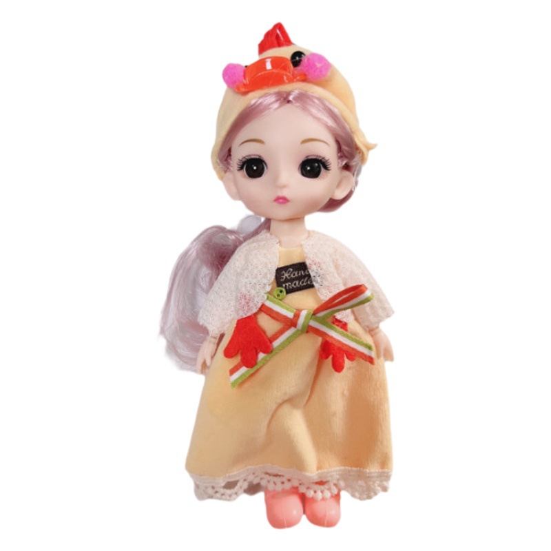 Cartoon Barbie Doll Keychain Women's Cute Fashion Exquisite Dress Up Doll Princess Toy Doll Bag Pendant
