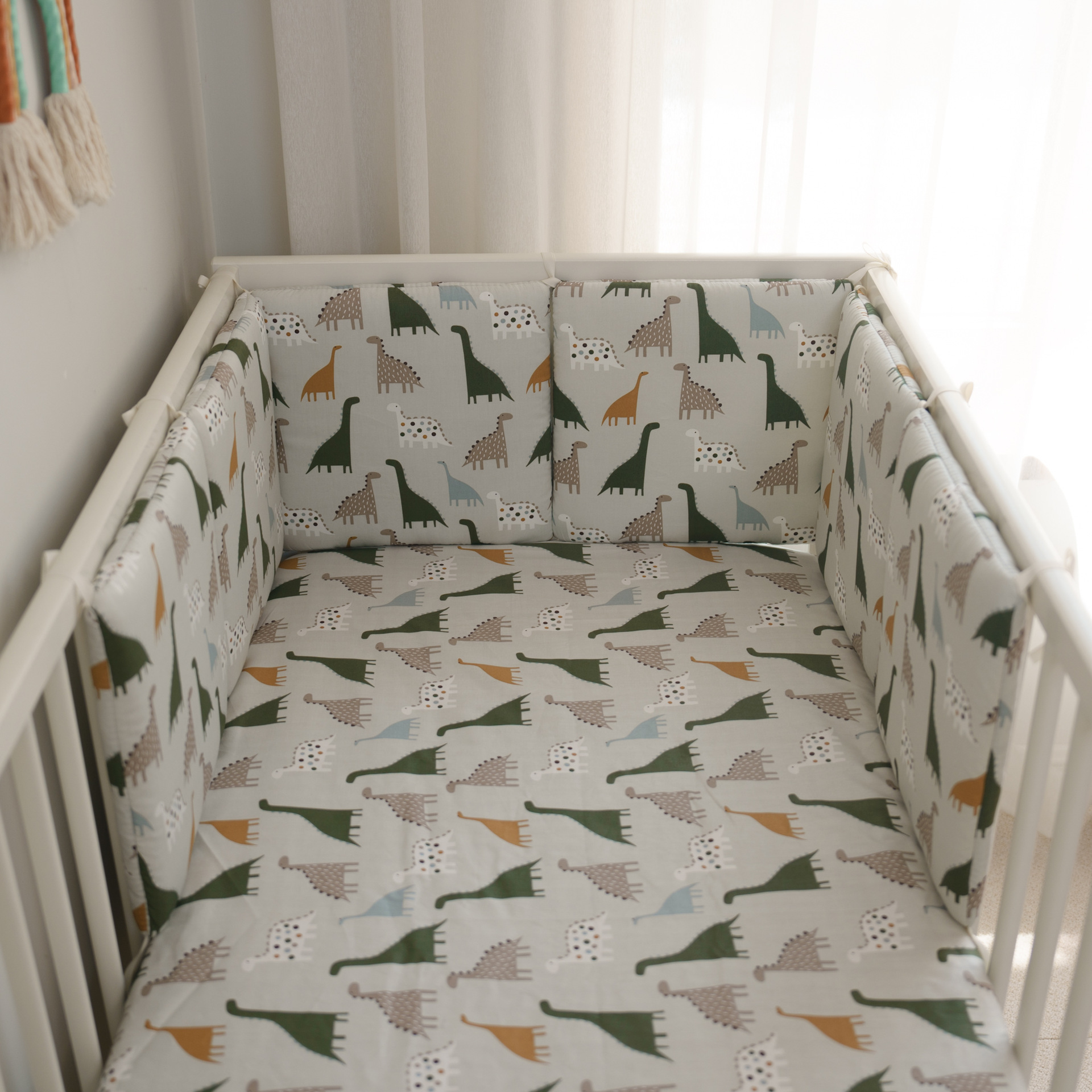 Picture of Baby crib newborn bedding anti-collision fence cotton gray dinosaur 30*30*6 whole wash
