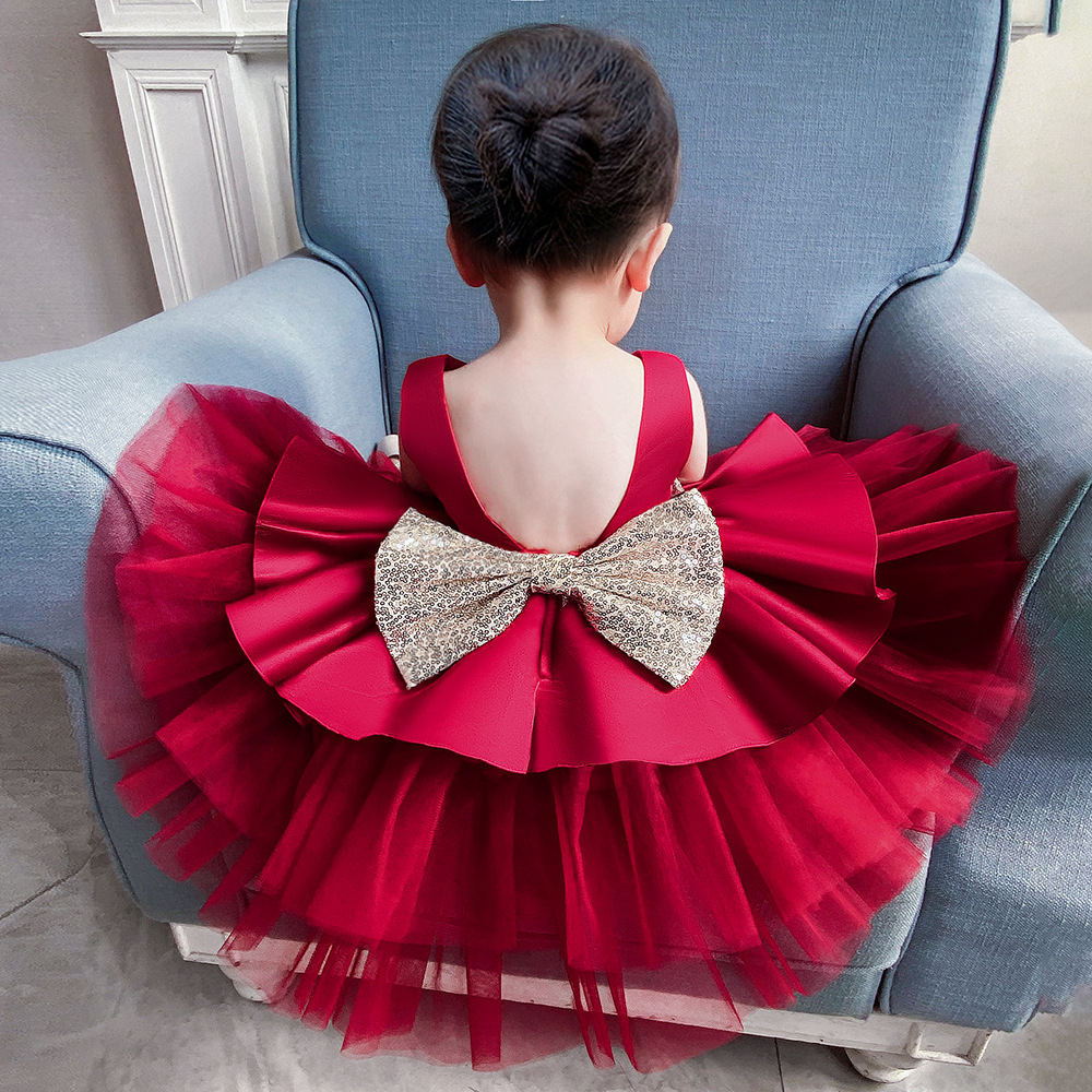 Amazon Supply Baby Full Moon Dress Girl's Puffy Princess Dress Cake Dress Childs Birthday Dress