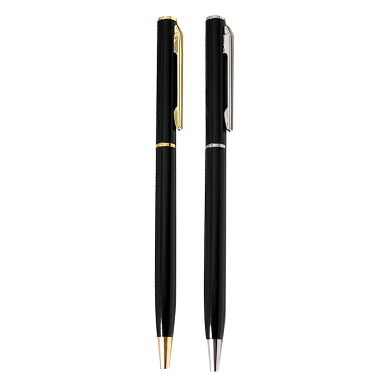 Slender Business Hotel Advertising Campaign Ballpoint Pen Creative Metal Ballpoint Pen Black Wholesale Custom Rotating Ballpoint Pen