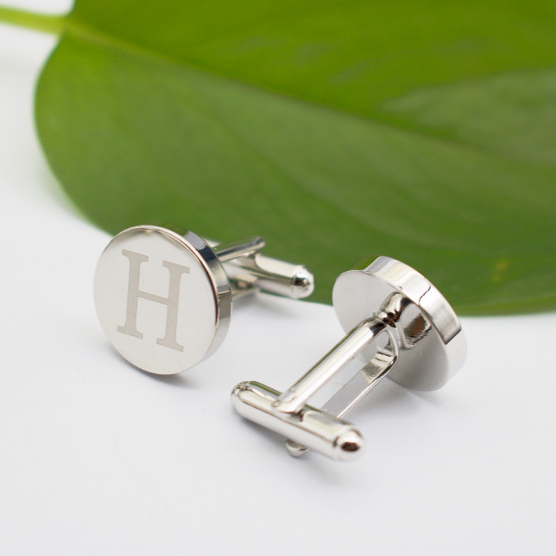 Picture of High-End Letter Cufflinks Men's Shirt Collar Clip Set Metal Accessories Business 26 Letters Laser in Stock