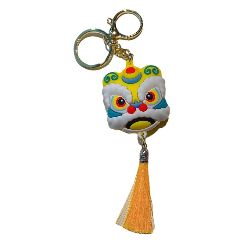 Year of the Dragon Exquisite National Trend Lion Awakening Pendant Car Keychain Bag Pendant New Year Gift Cartoon Keychain Wholesale