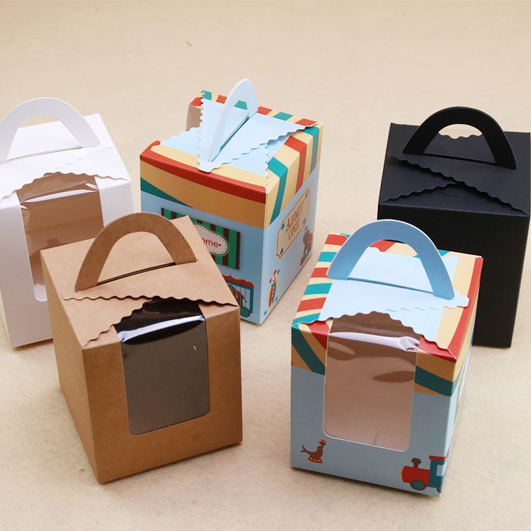 White Card Window Mafen Box 1 Pack Portable cupcake Box Cake Box Tart Box Gift Packaging Customization