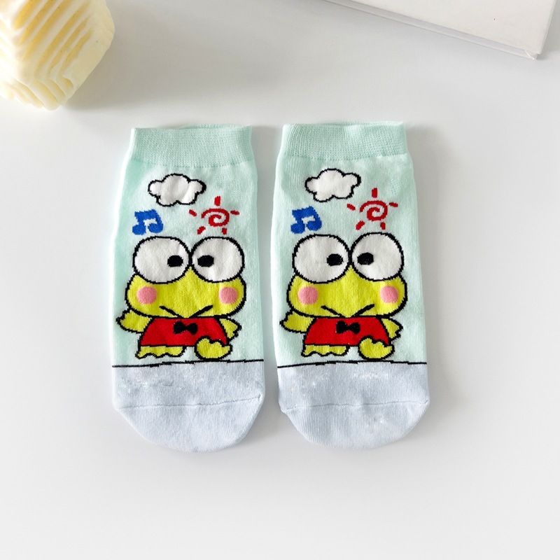 Picture of Women's socks spring and autumn Japanese cartoon green frog cute socks Korean style women's boat Socks combed cotton socks in stock wholesale