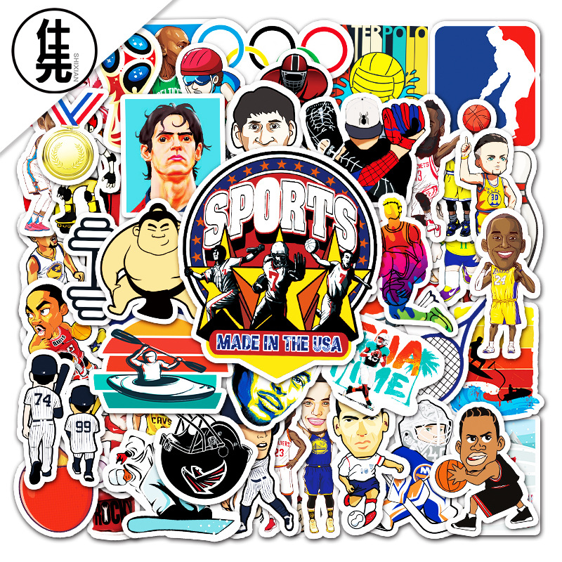 50 Sports Ball Star Graffiti Personality Luggage Refrigerator Laptop Car Personality Decorative Stickers