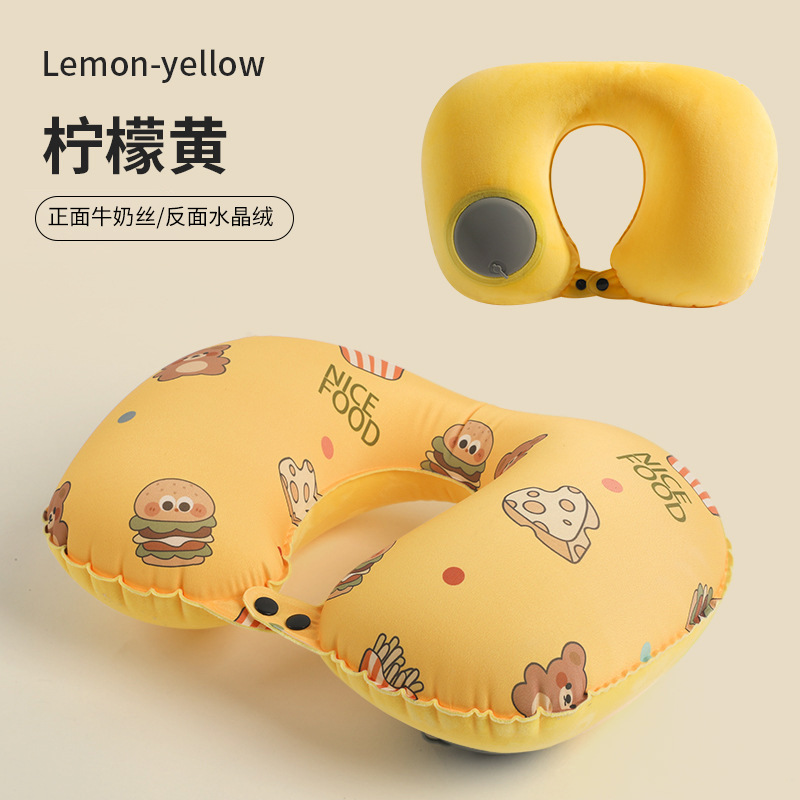 Picture of Inflatable U-shaped Pillow Cool Pressing Inflatable Pillow Travel Portable Neck Pillow Travel Sanbao Storage Pillow for Airplane