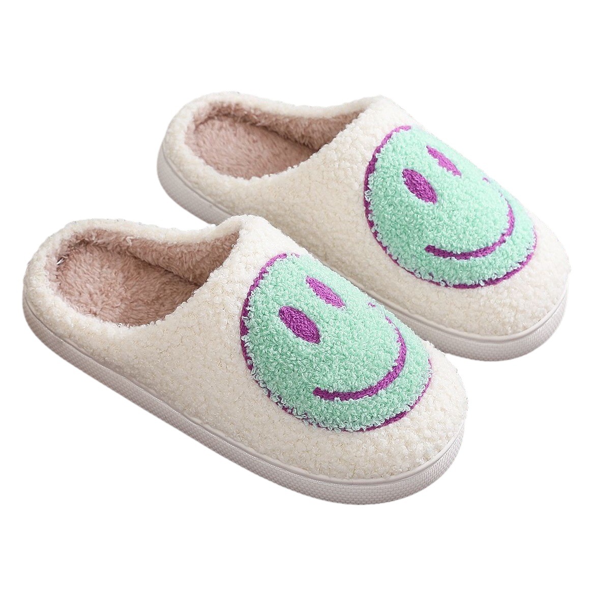 Amazon Christmas Popular Smiling Face Cotton Slippers for Men and Women Home Winter Wool Slippers Cross-Border Wholesale Temu Hot Style