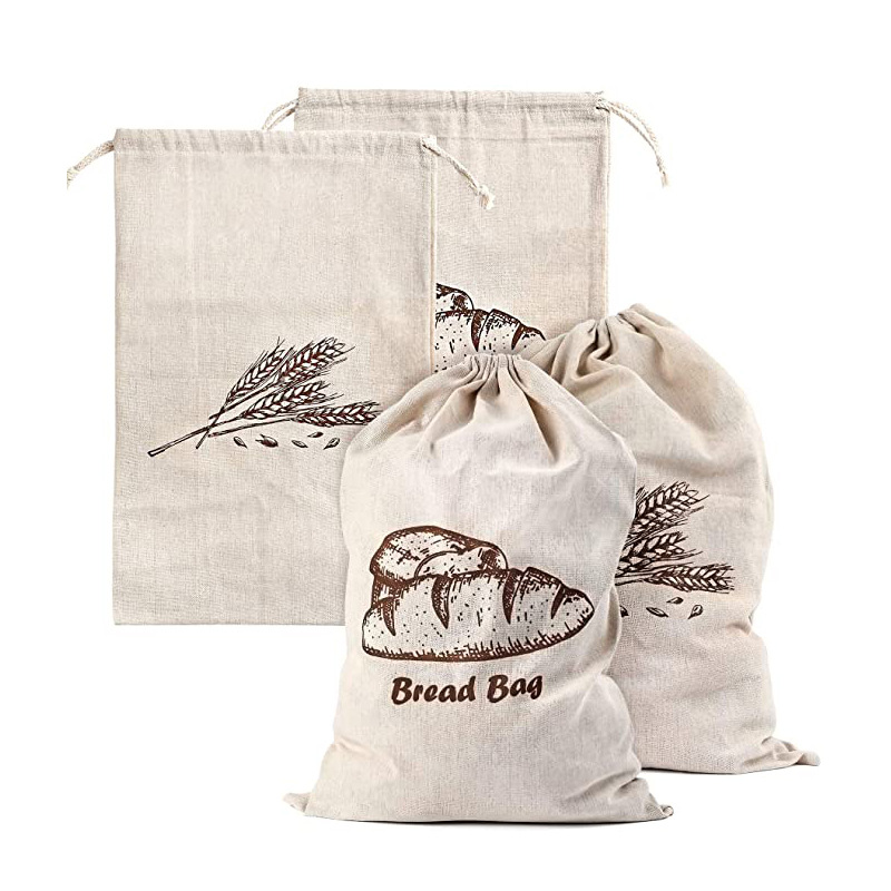 Cross-border Hot Bread Bag Custom French Bread Drawstring Packaging Bag Custom Cotton Bread Bundle Pocket Custom