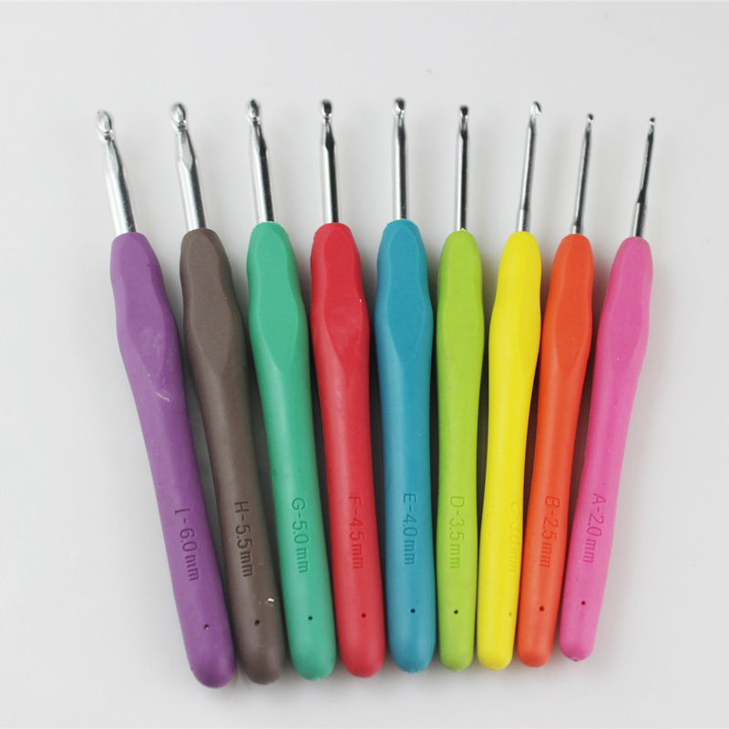Knitting Set Tools Single Head Candy Color Soft Handle Crochet Wool Crochet Aluminum Oxide Crochet Wholesale
